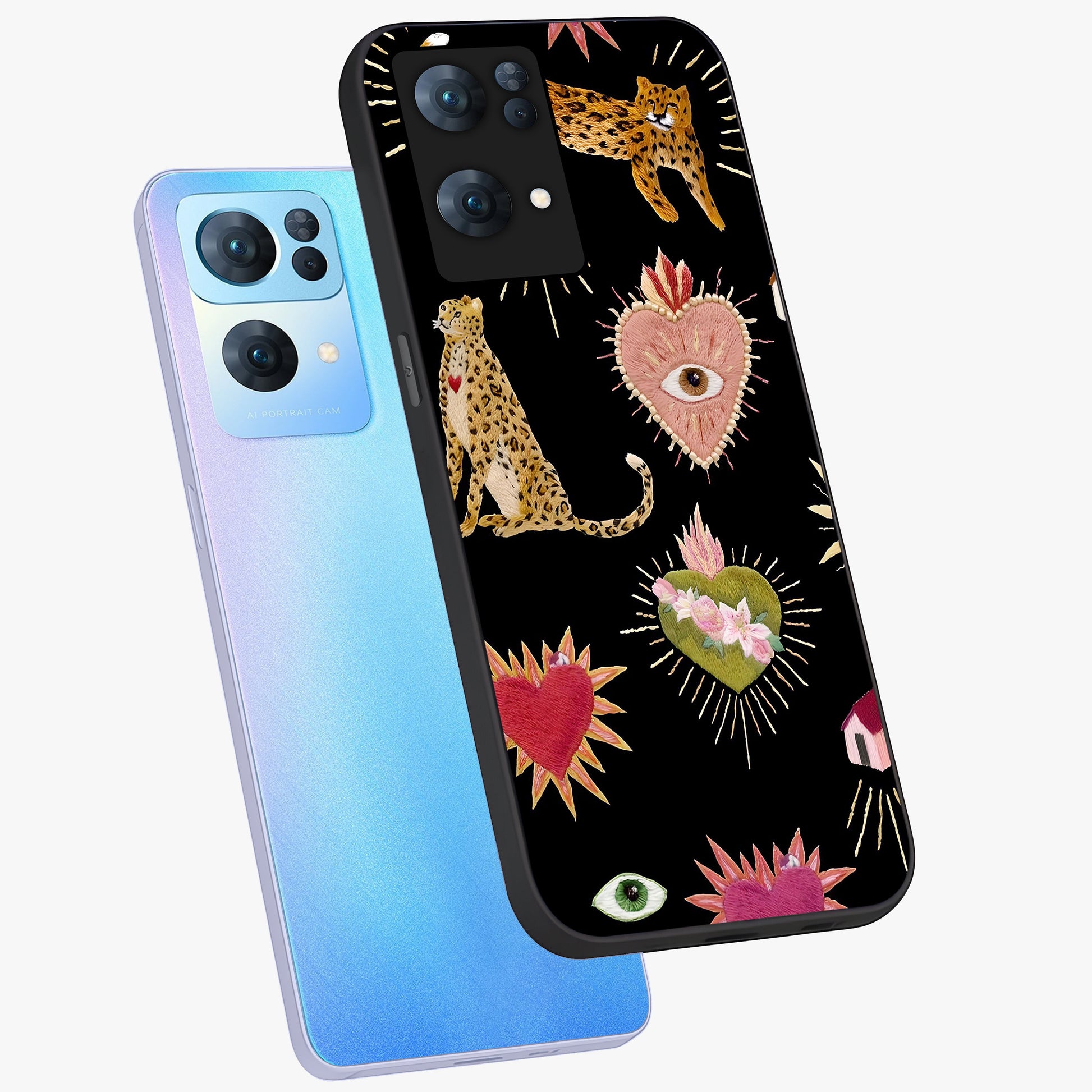 Sacred Jungle Heart Glass Case displayed in angled mockup highlighting lush tropical design with natural aesthetic style.