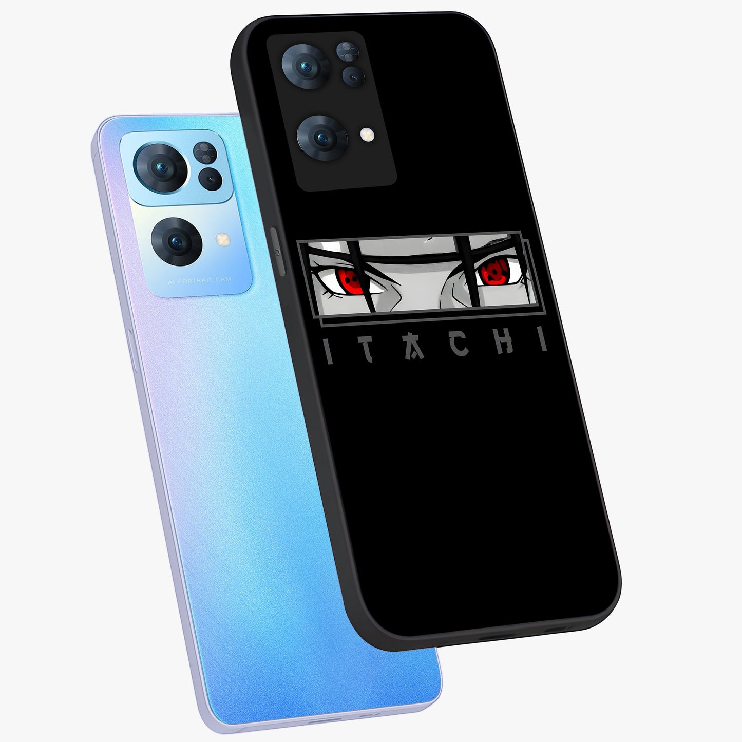 Scarlet Gaze Dominance Glass Case displayed in angled mockup highlighting intense visual design with bold scarlet aesthetic.