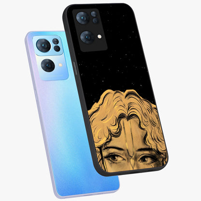 Shri Krishna Art Glass Case displayed in angled mockup highlighting spiritual Krishna illustration with divine aesthetic.