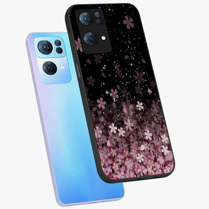 Small Starry Flowers Glass Case displayed in angled mockup highlighting tiny flower pattern with celestial aesthetic style.