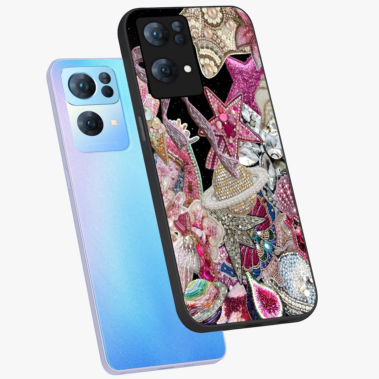Starlit Jewel Dream Glass Case displayed in angled mockup highlighting glowing celestial jewel design with dreamy aesthetic.