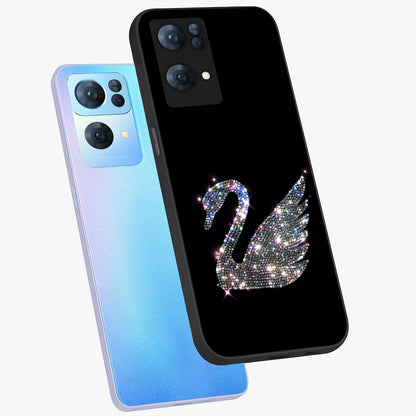 Starlit Swan Grace Glass Case displayed in angled mockup highlighting elegant swan illustration with dreamy celestial aesthetic.