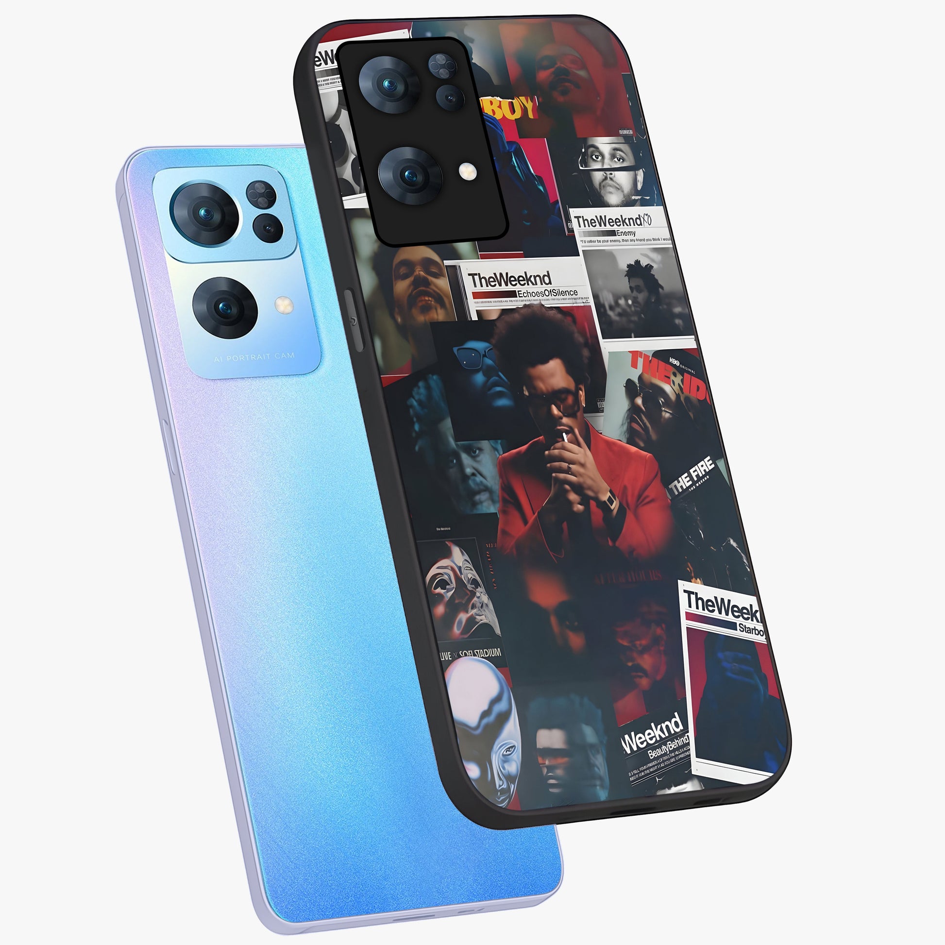 The Weeknd Glass Case displayed in angled mockup highlighting stylish pop culture inspired design with modern aesthetic.