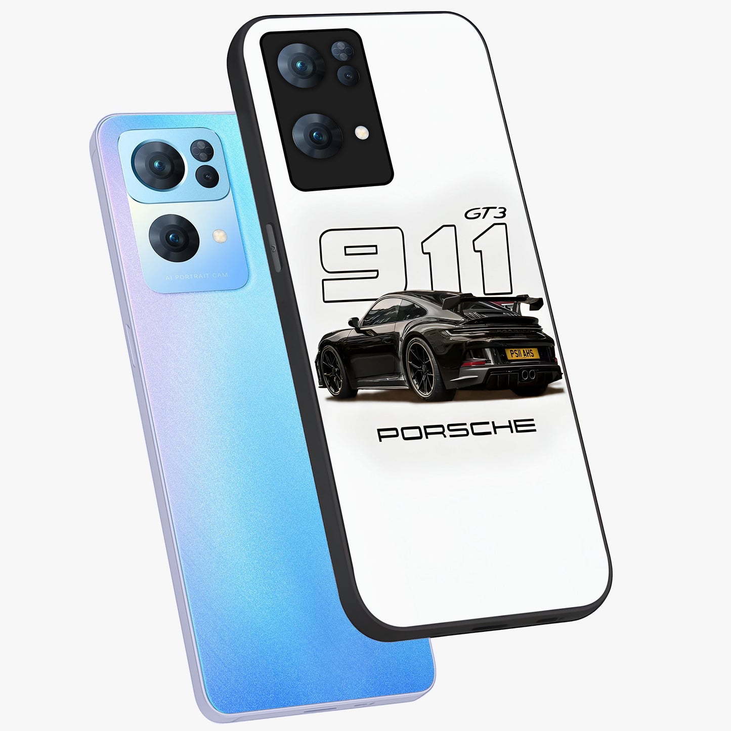 Turbo Legacy Icon Glass Case displayed in angled mockup highlighting dynamic automotive design with performance aesthetic.