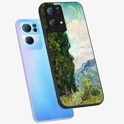 Van Gogh Vintage Art Glass Case displayed in angled mockup highlighting textured brushstroke design with classic aesthetic.