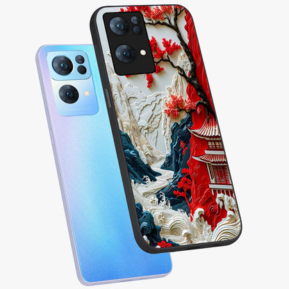 Whispers Of Sakura Waves Glass Case displayed in angled mockup highlighting flowing sakura design with soft floral aesthetic.