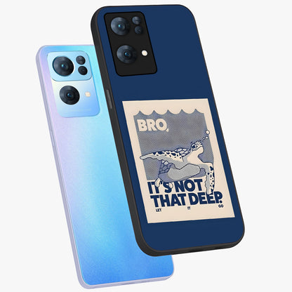 Worry Less Swim Glass Case displayed in angled mockup highlighting fun typography design with relaxed aesthetic style.