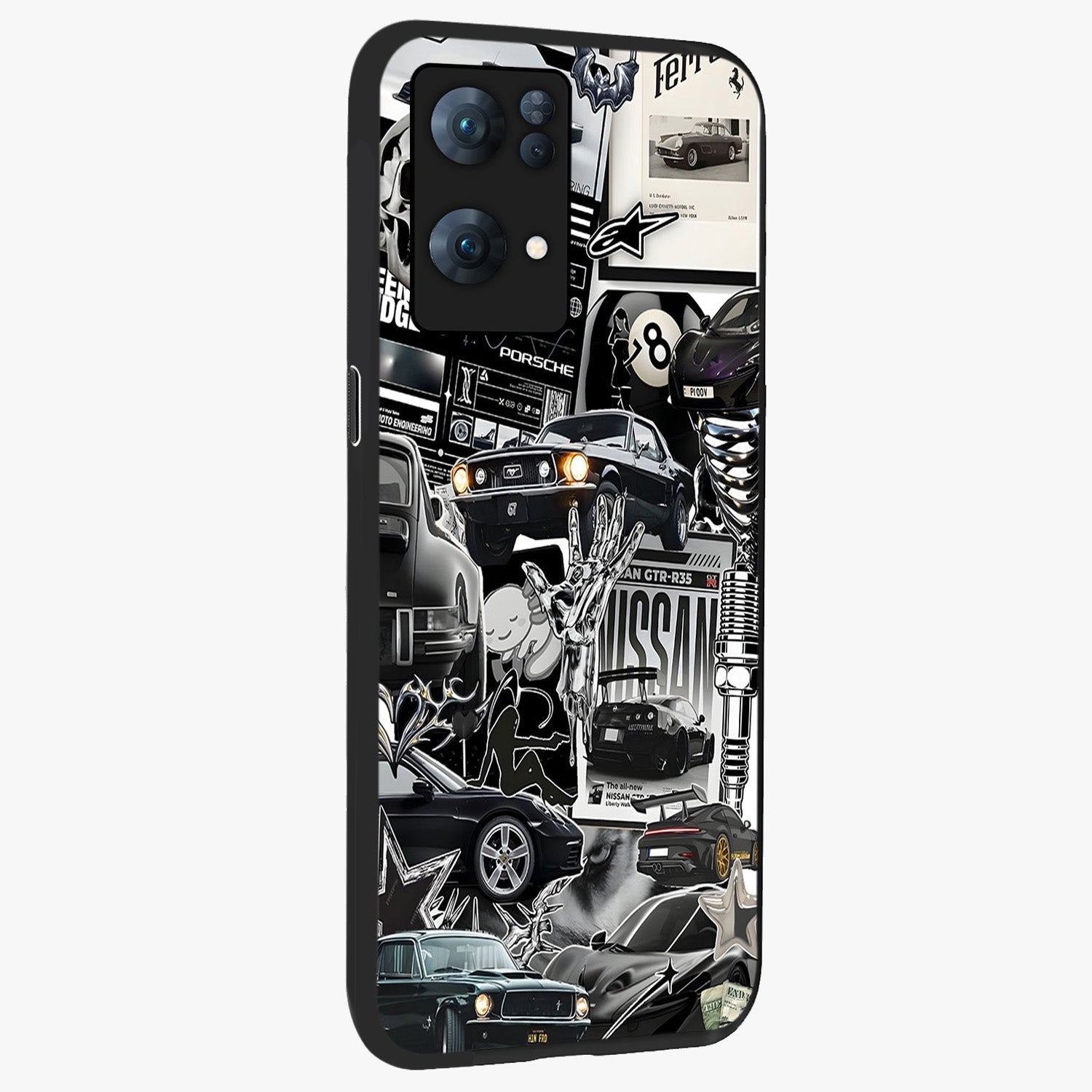 Aesthetic Dark Love Glass Case upright view showcasing dramatic romantic artwork with modern aesthetic style.