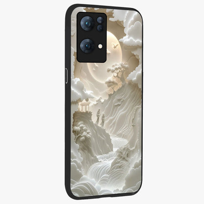 Celestial Origami Glass Case upright view showcasing creative origami artwork with modern celestial style.