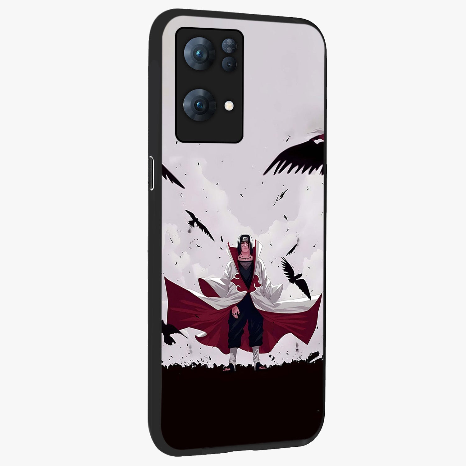 Crimson Crow Ascension Glass Case upright view showcasing dramatic crow artwork with bold gothic theme.
