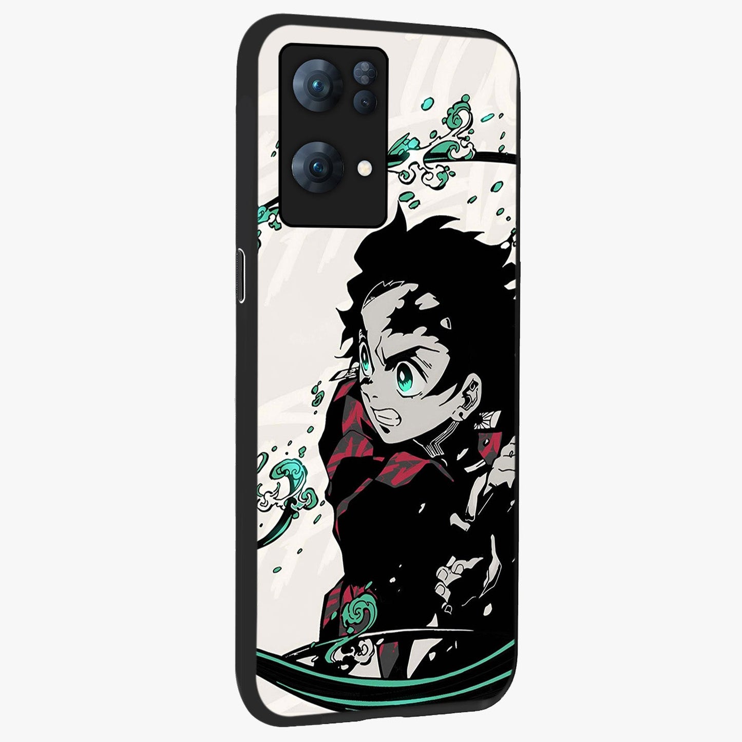 Demon Slayer Glass Case upright view showcasing powerful anime artwork with intense warrior theme.