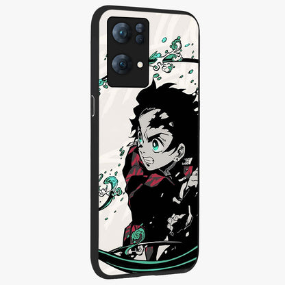 Demon Slayer Glass Case upright view showcasing powerful anime artwork with intense warrior theme.
