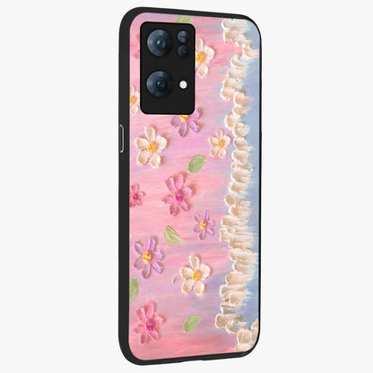 Dreamy Painted Garden Glass Case upright view showcasing vibrant floral garden artwork with artistic nature theme.