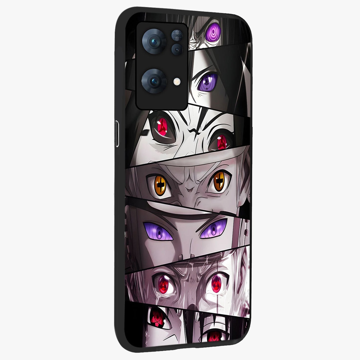 Eyes of Destiny Glass Case upright view showcasing symbolic eye artwork with dramatic artistic theme.