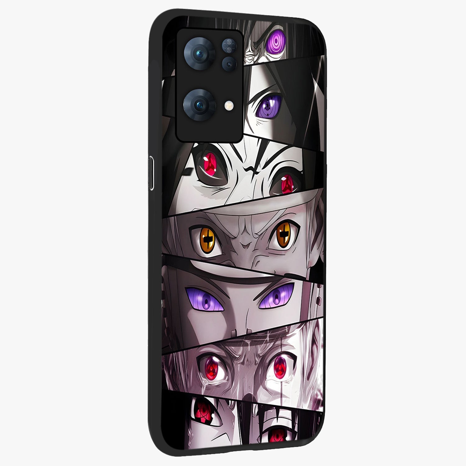 Eyes of Destiny Glass Case upright view showcasing symbolic eye artwork with dramatic artistic theme.