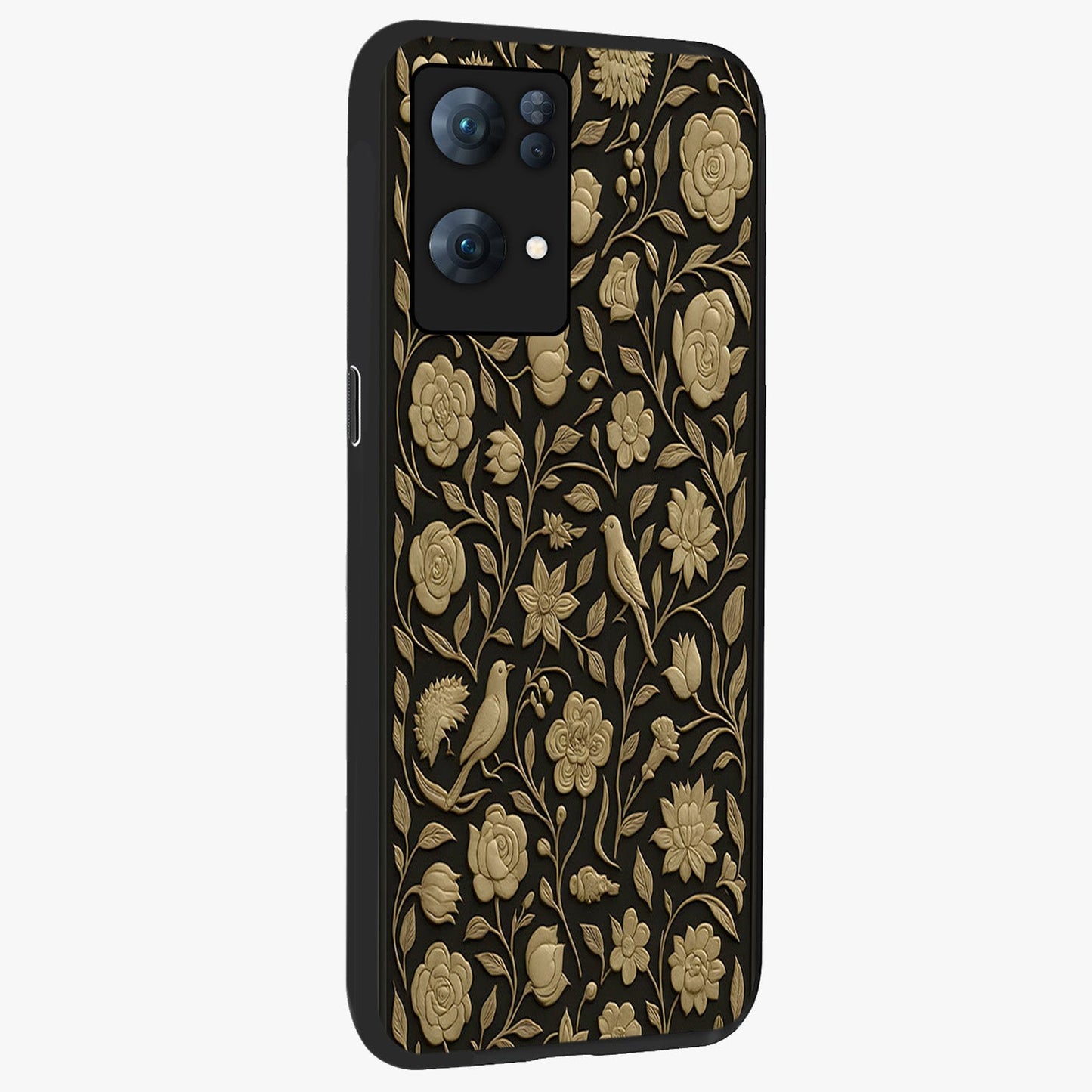 Golden Evil Eye Mandala Glass Case upright view showcasing decorative evil eye mandala artwork with spiritual aesthetic style.