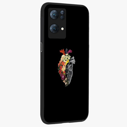 Heart With Flowers Glass Case upright view showcasing decorative heart and floral artwork with sweet romantic theme.