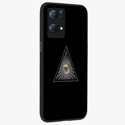 Illuminati Evil Glass Case upright view showcasing striking illuminati artwork with mysterious symbolic theme.