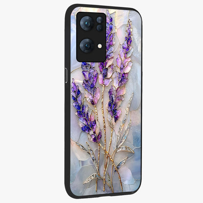 Lavender Dream Glow Glass Case upright view showcasing radiant lavender glow artwork with calming dreamy theme.