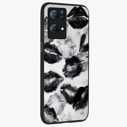 Midnight Kiss Marks Glass Case upright view showcasing stylish kiss mark artwork with trendy romantic theme.
