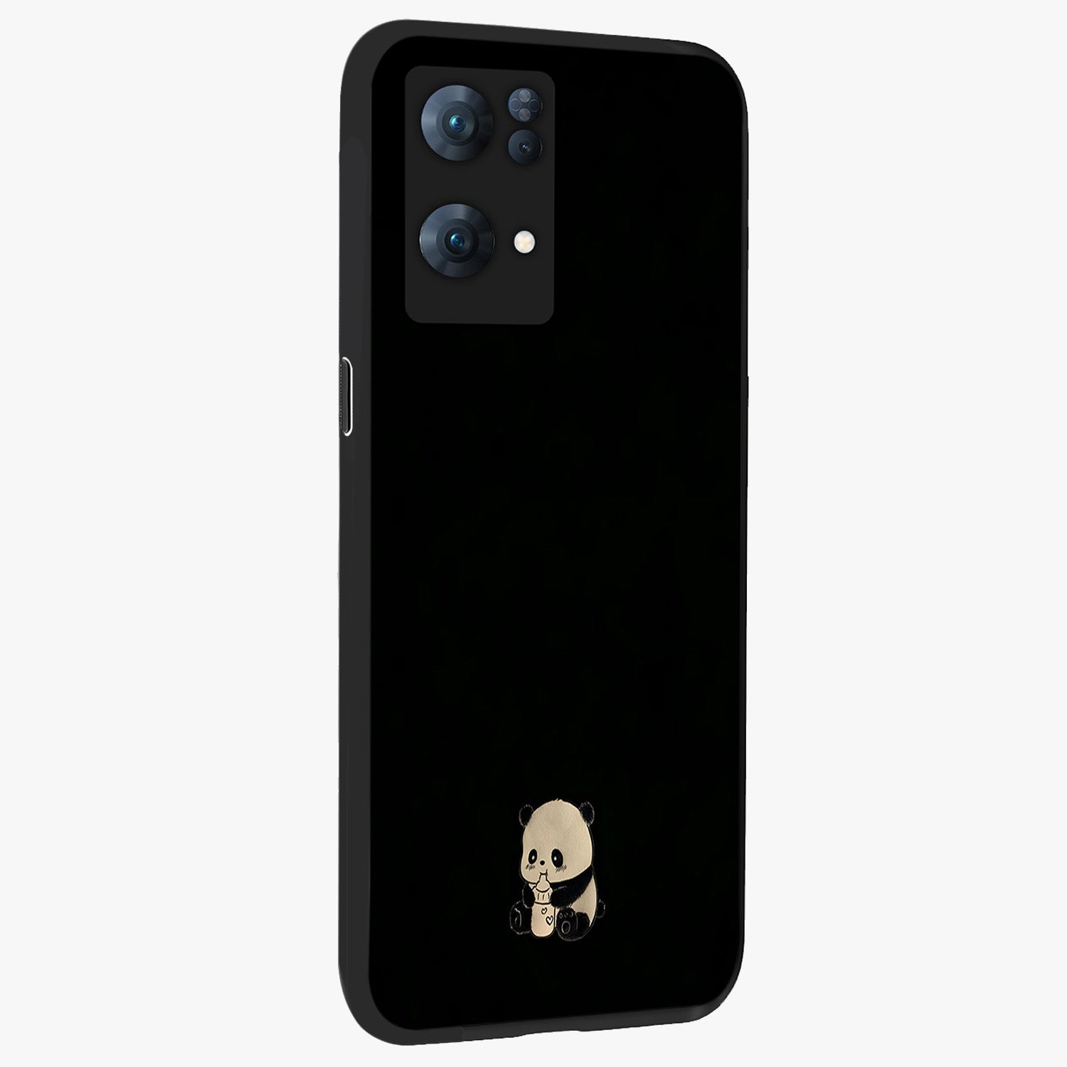 Midnight Panda Love Glass Case upright view showcasing charming panda artwork with playful romantic theme.