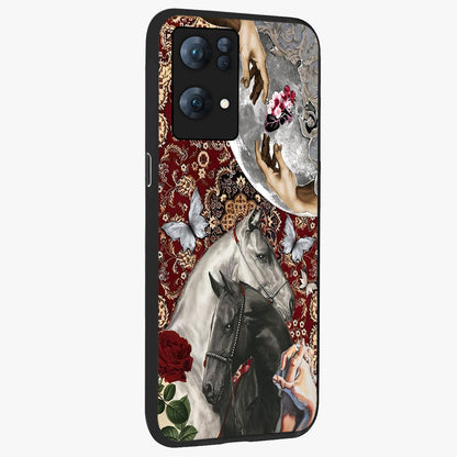 Moonlit Royal Stallion Glass Case upright view showcasing dramatic horse artwork with glowing moon themed design.
