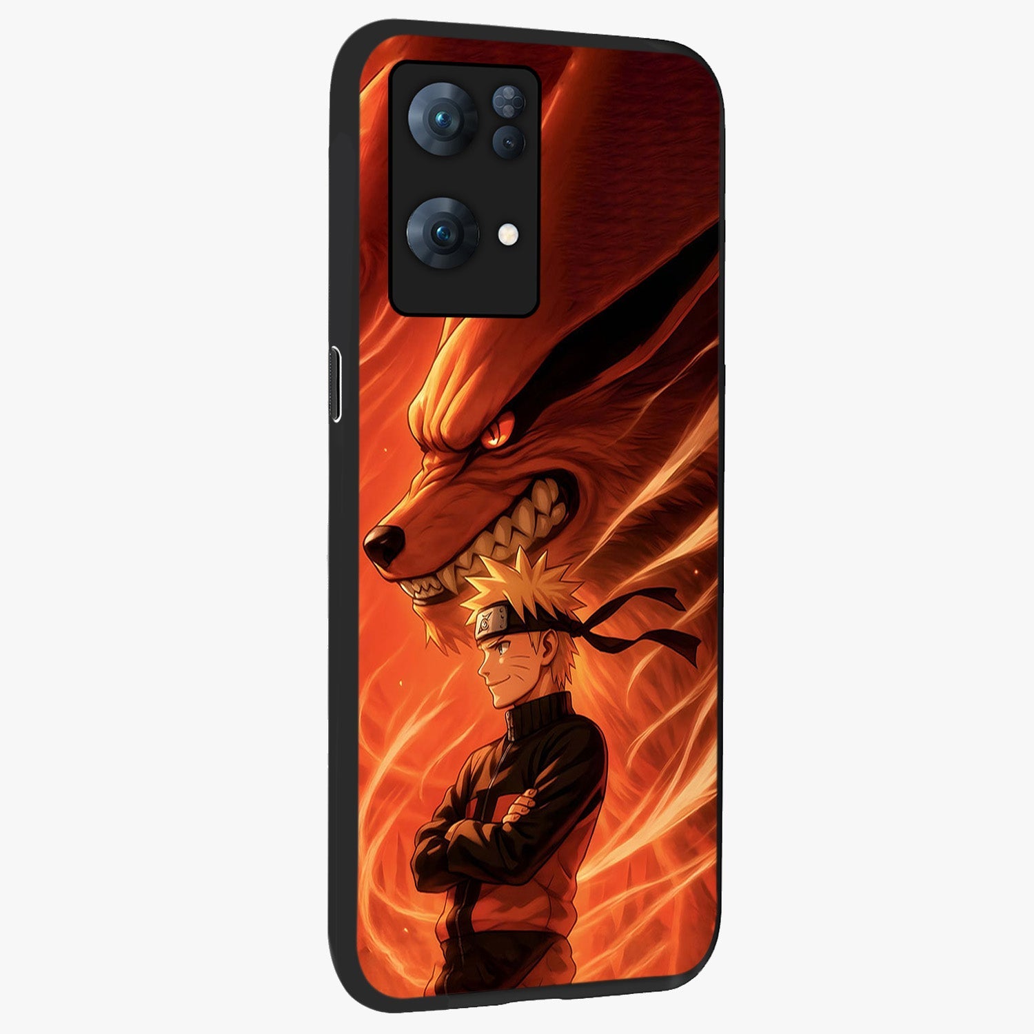 Nine Tails Legacy Glass Case upright view showcasing dramatic nine-tails artwork with intense anime themed design.