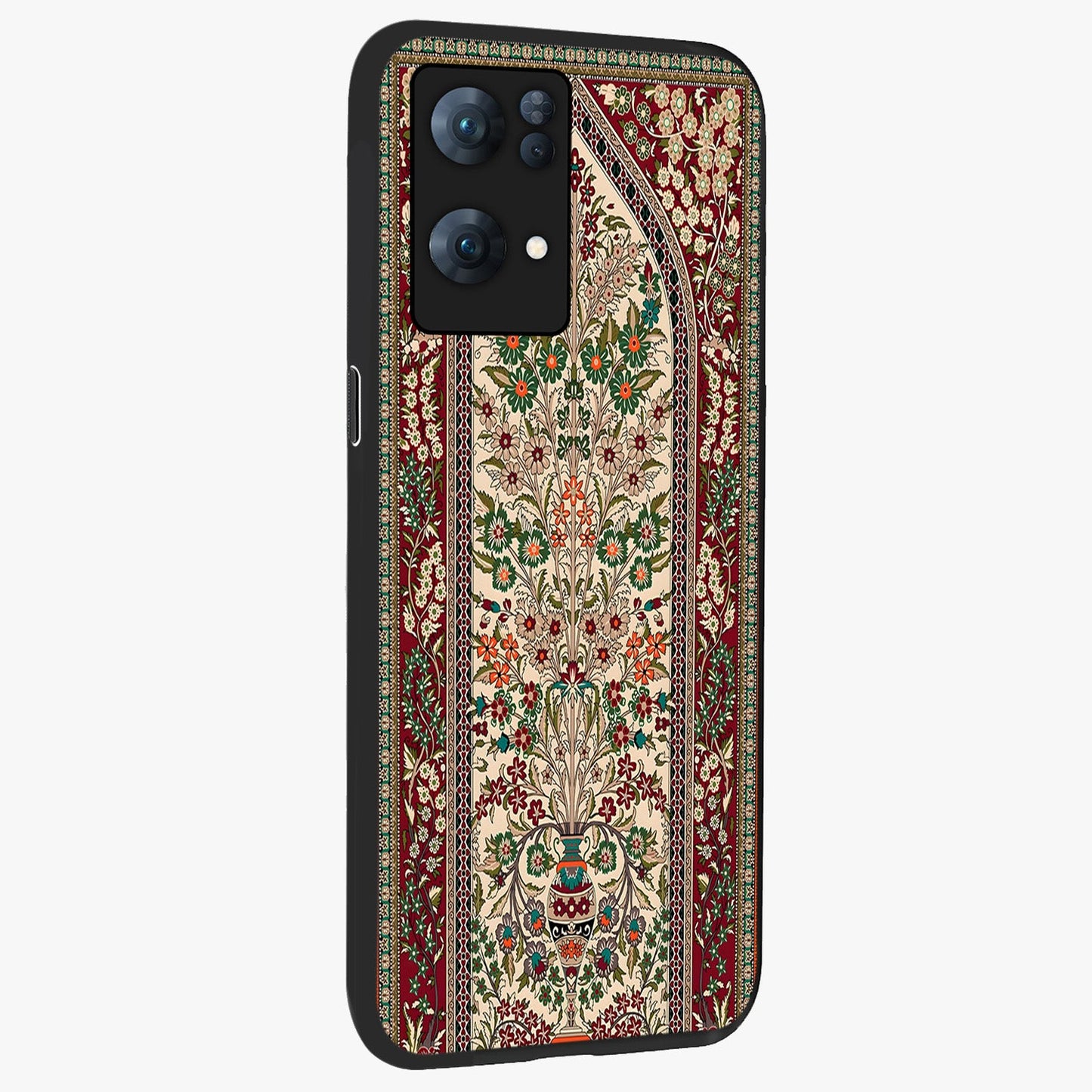 Persian Inspired Glass Case upright view showcasing decorative Persian artwork with rich heritage theme.