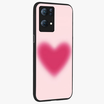 Pink Aura Heart Glass Case upright view showcasing romantic heart artwork with soft pastel theme.