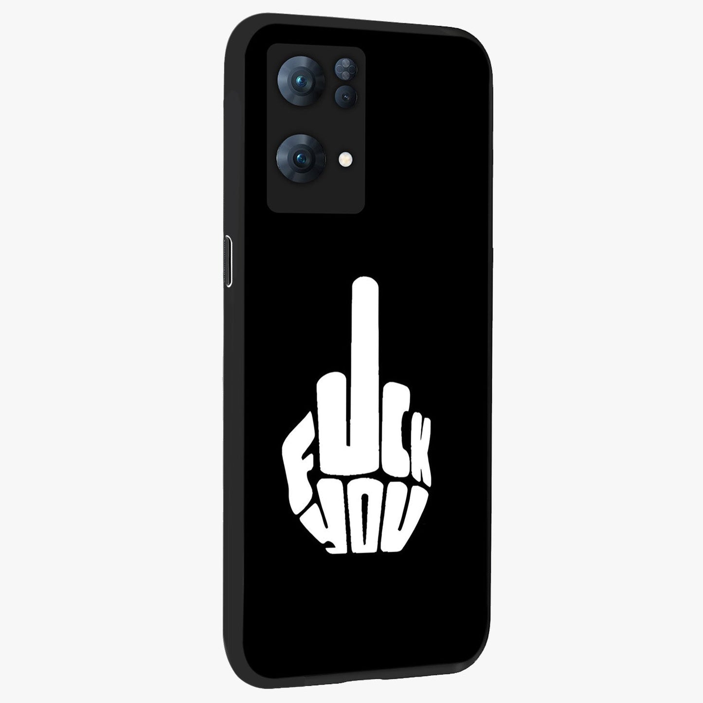 Rebel Mode On Glass Case upright view showcasing striking statement artwork with bold rebellious theme.