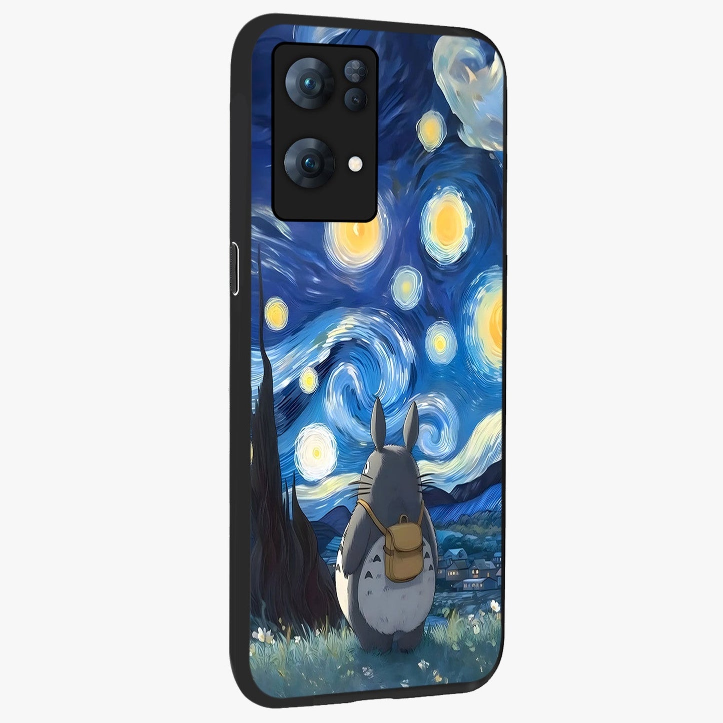 Totoro In Van Gogh Art Glass Case upright view showcasing creative character artwork with painterly artistic theme.