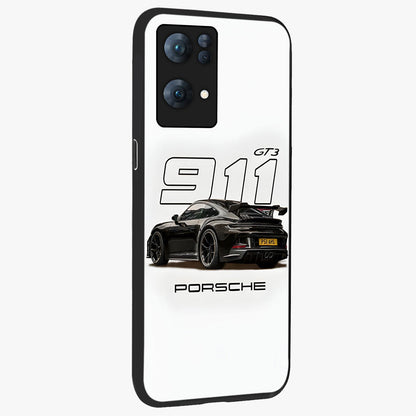 Turbo Legacy Icon Glass Case upright view showcasing bold racing inspired artwork with classic car theme.
