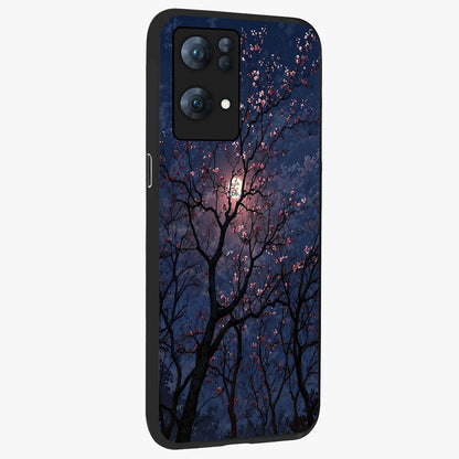 Twilight Sakura Serenade Glass Case upright view showcasing beautiful cherry blossom artwork with serene evening theme.