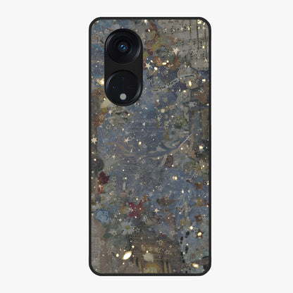 Aesthetic Astrolophia Glass Case showing flat back view with dreamy aesthetic design and glossy glass finish.