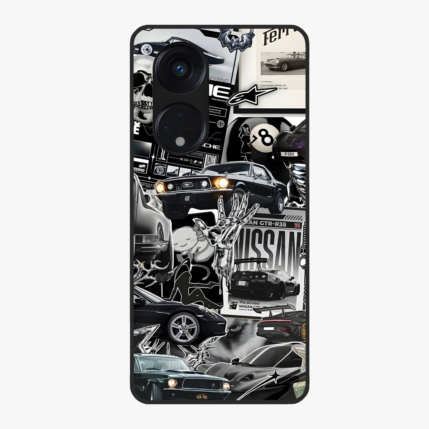 Aesthetic Dark Love Glass Case showing flat back view with dark romantic artwork and glossy glass finish.