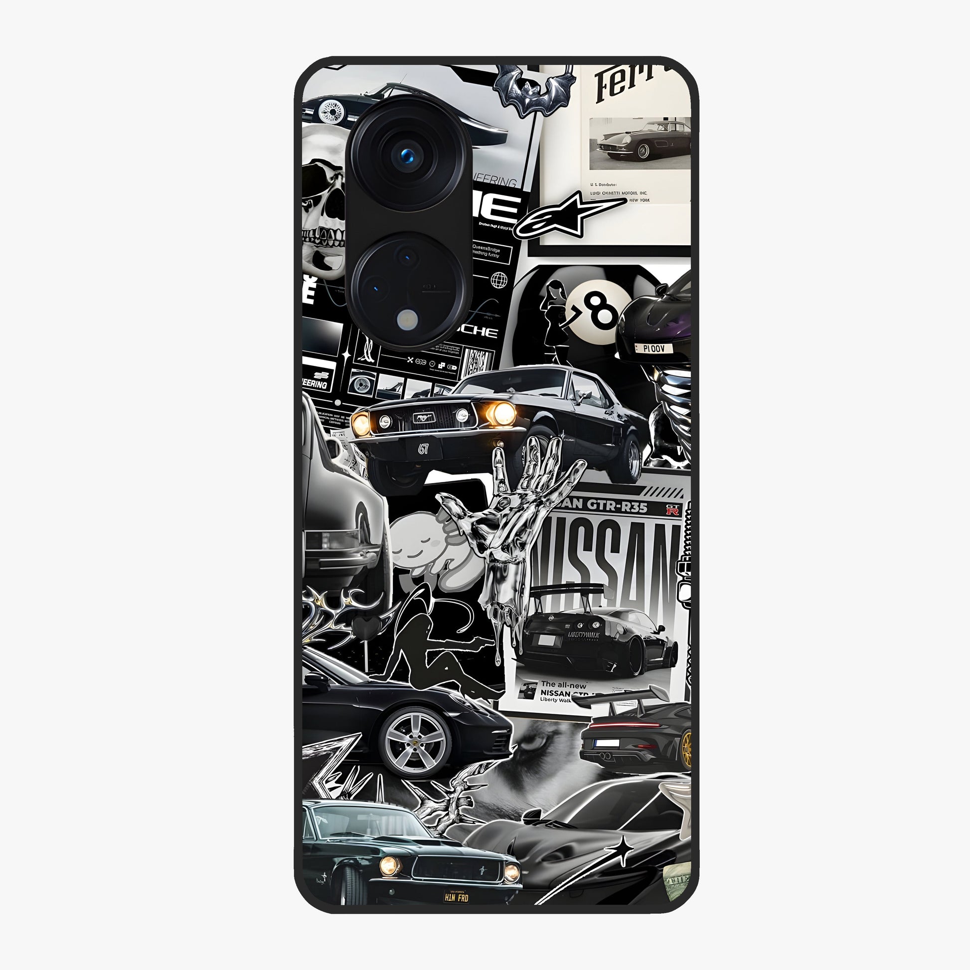 Aesthetic Dark Love Glass Case showing flat back view with dark romantic artwork and glossy glass finish.