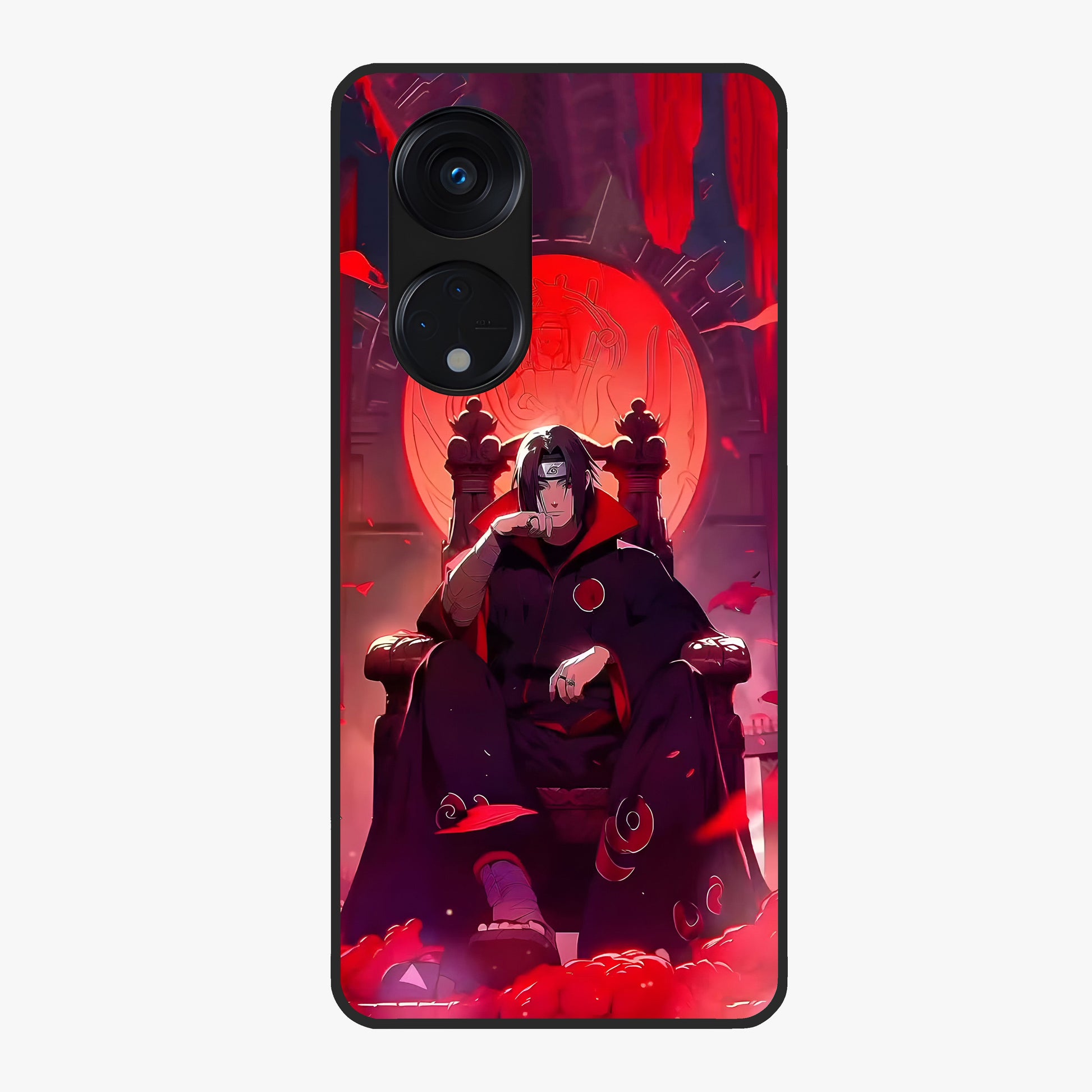 Blood Moon Sovereign Glass Case showing flat back view with mystical blood moon artwork and glossy glass finish.