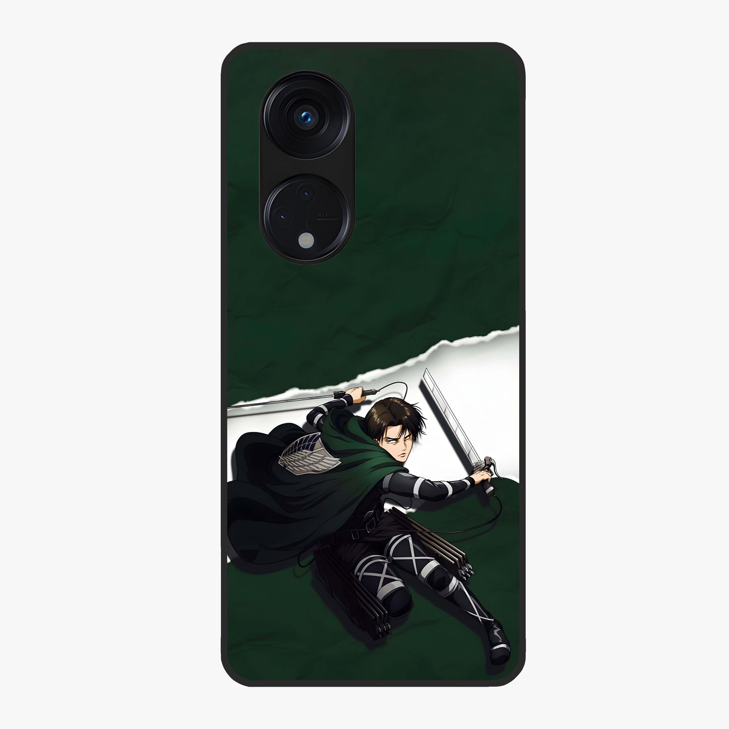 Emerald War Vanguard Glass Case showing flat back view with powerful warrior themed artwork and glossy glass finish.