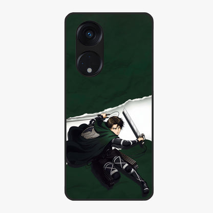 Emerald War Vanguard Glass Case showing flat back view with powerful warrior themed artwork and glossy glass finish.