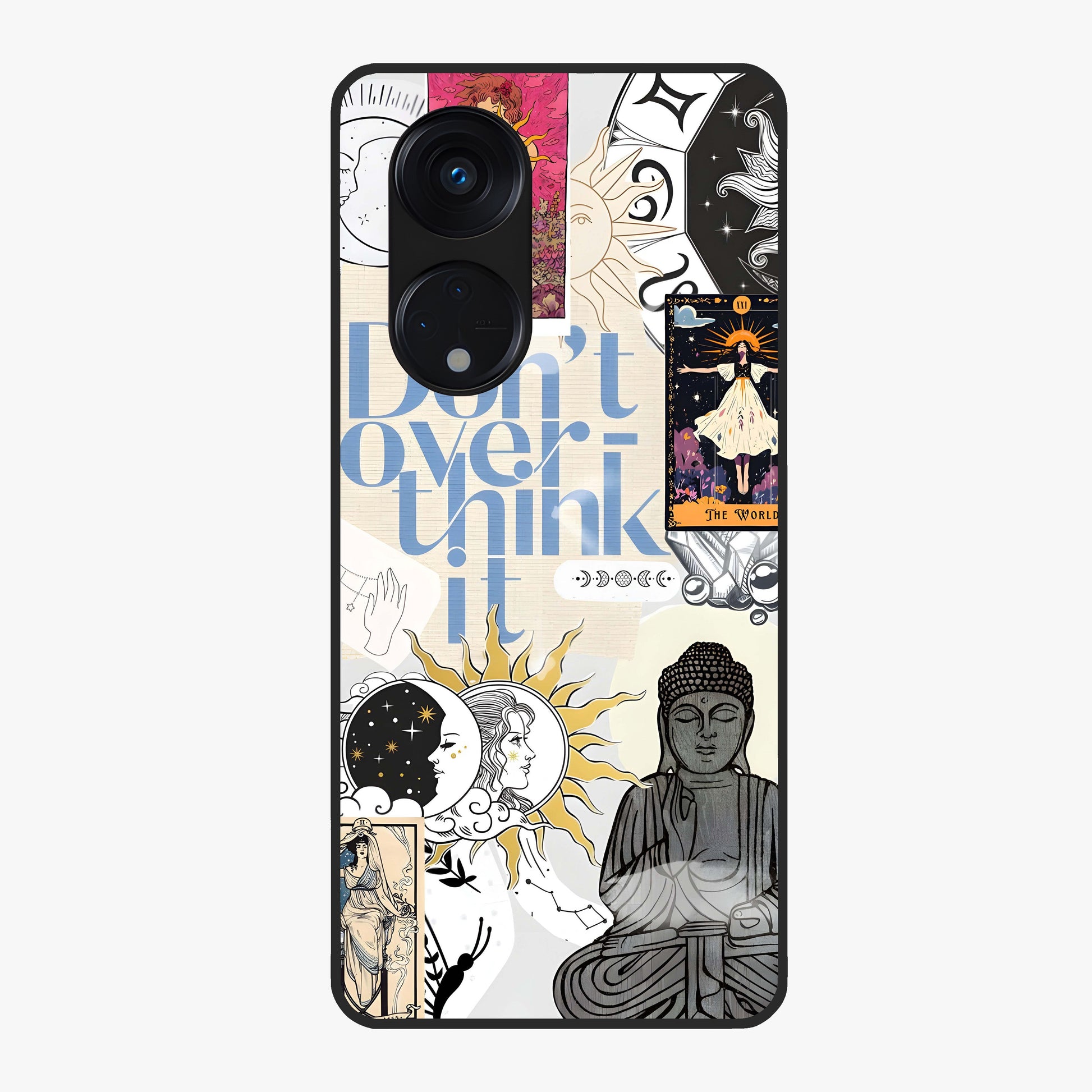 Ethereal Thoughts Glass Case showing flat back view with dreamy artistic artwork and glossy glass finish.
