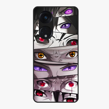 Eyes of Destiny Glass Case showing flat back view with striking eye themed artwork and glossy glass finish.