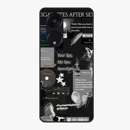 Midnight Love Echo Glass Case showing flat back view with romantic midnight themed artwork and glossy glass finish.