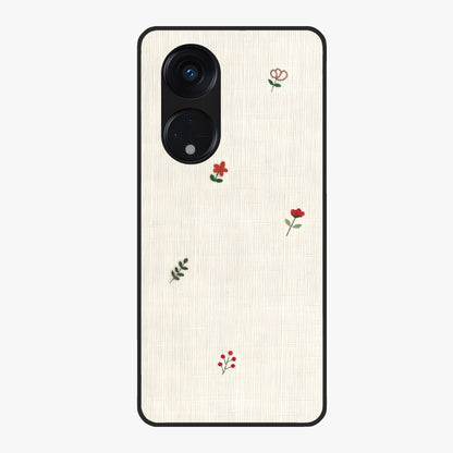 Minimal Petal Whispers Glass Case showing flat back view with soft minimal floral artwork and glossy glass finish.