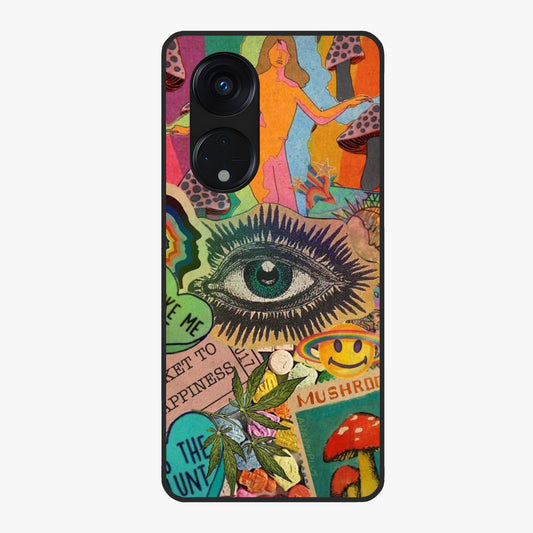 Mystic Eye Wonderland Glass Case showing flat back view with mystical eye themed artwork and glossy glass finish.