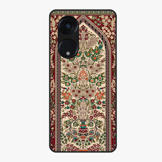 Persian Inspired Glass Case showing flat back view with ornate Persian style pattern artwork and glossy glass finish.