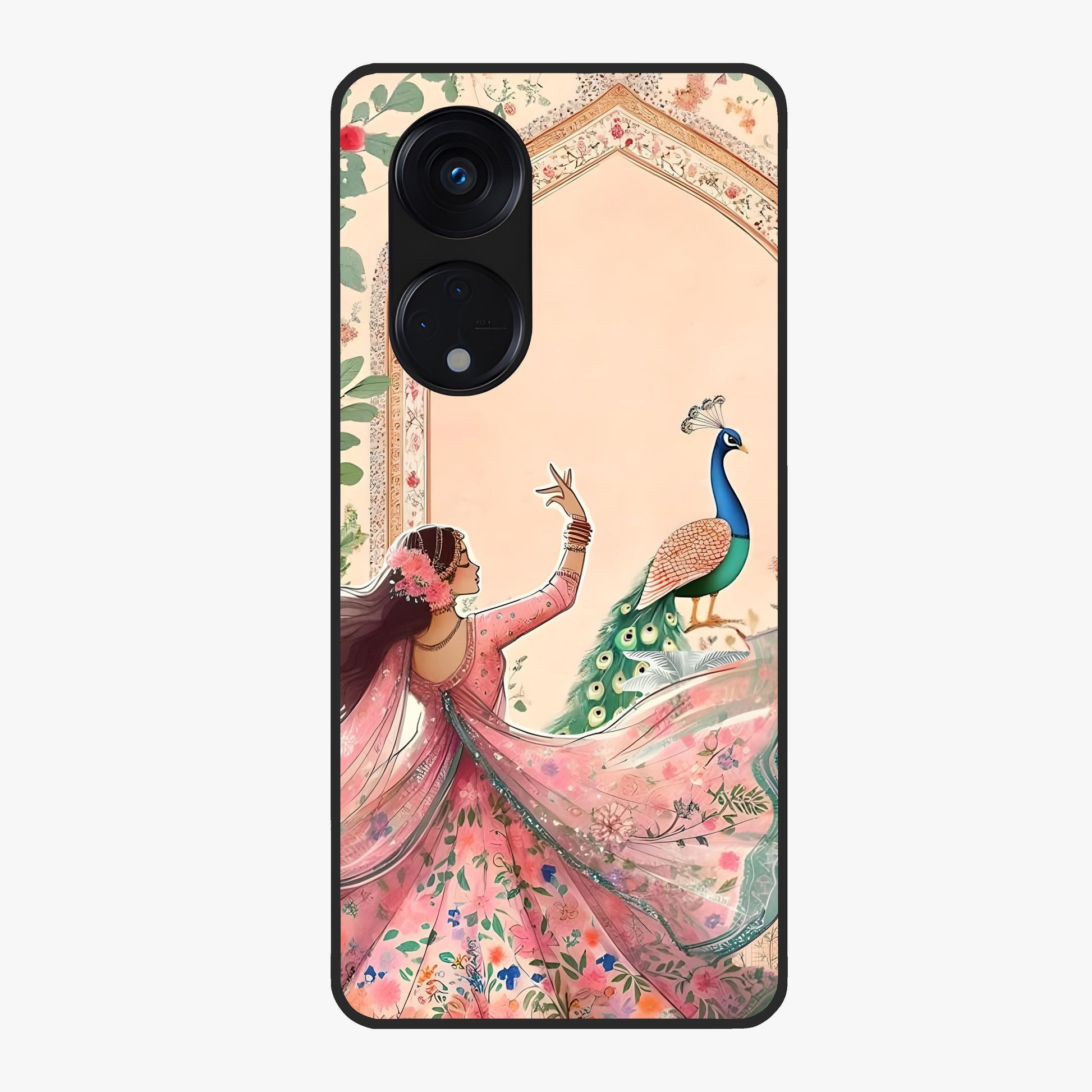 Royal Grace Muse Glass Case showing flat back view with elegant artistic artwork and glossy glass finish.