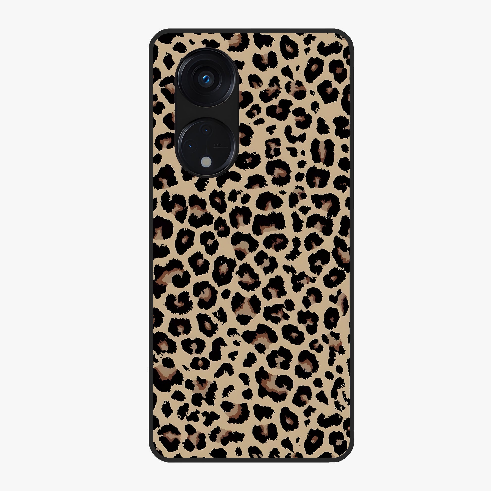Savage Chic Pattern Glass Case showing flat back view with stylish patterned artwork and glossy glass finish.