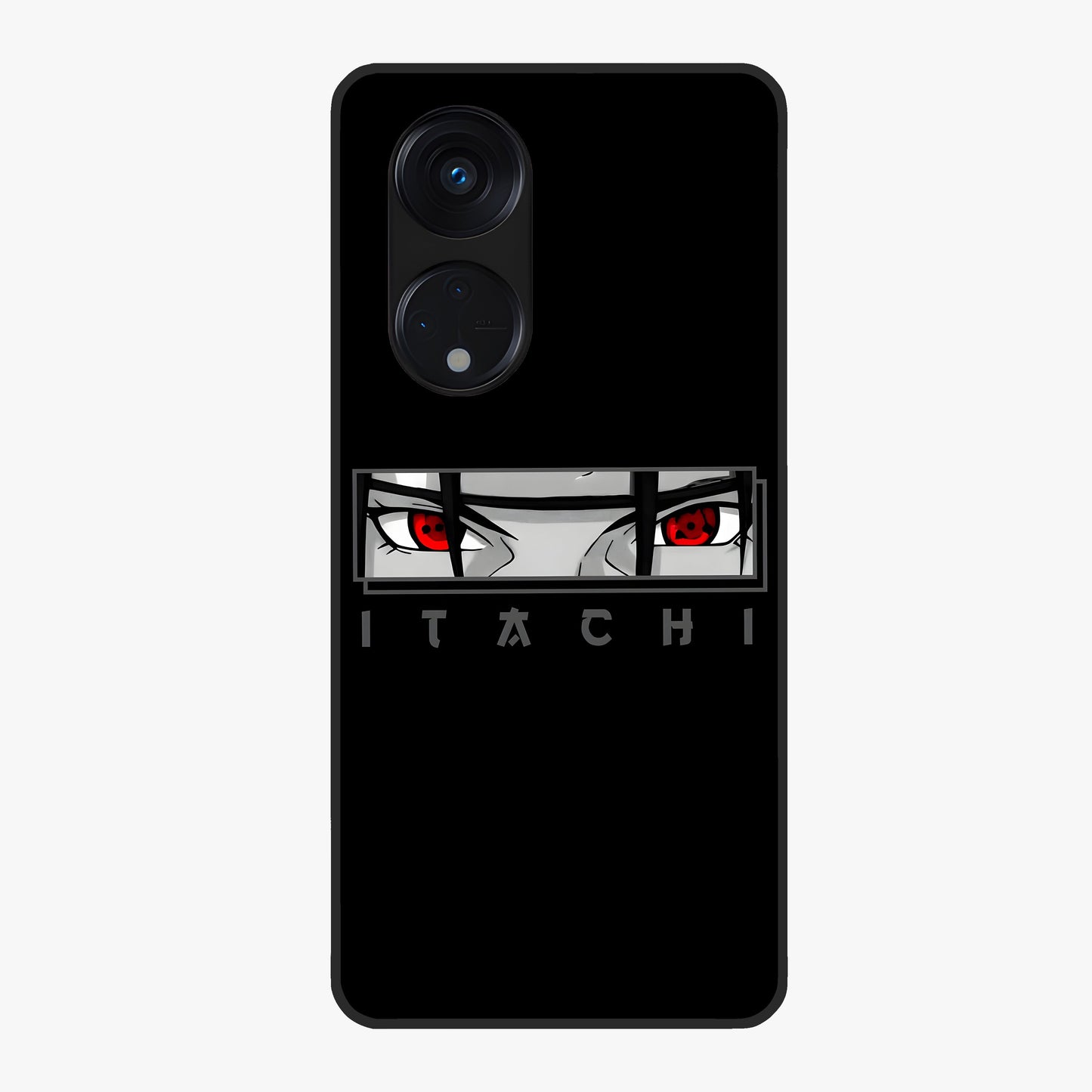 Scarlet Gaze Dominance Glass Case showing flat back view with striking red themed artwork and glossy glass finish.