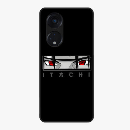 Scarlet Gaze Dominance Glass Case showing flat back view with striking red themed artwork and glossy glass finish.