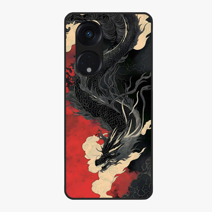 Shadow Dragon Fury Glass Case showing flat back view with fierce dragon artwork and glossy glass finish.